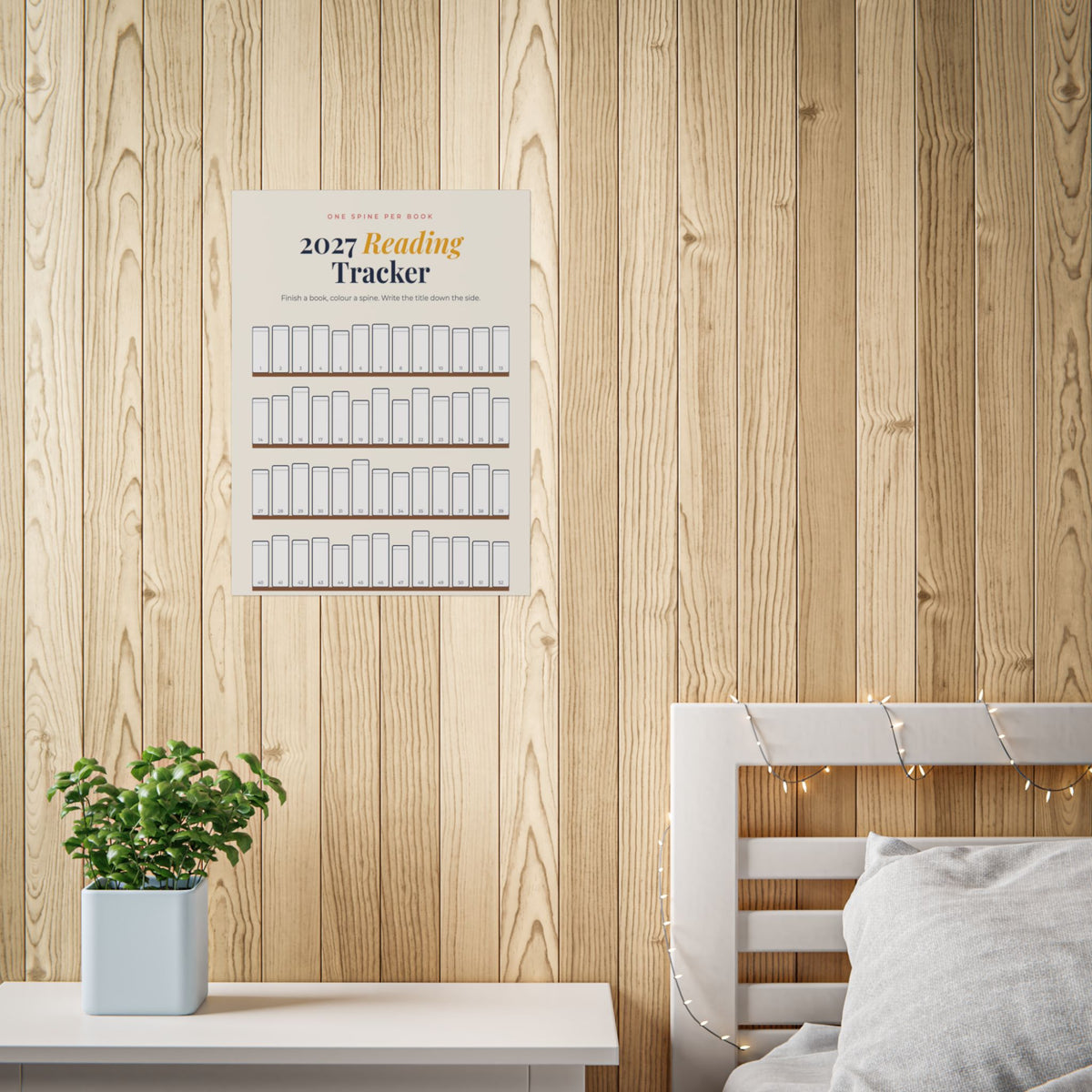 2027 Reading Tracker Poster | 52 Book Spines to Colour In