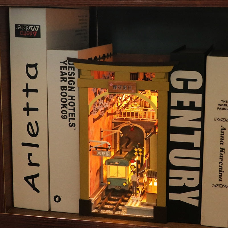 Cherry Blossom Train Station DIY Book Nook KitBook Nook Kit Australia