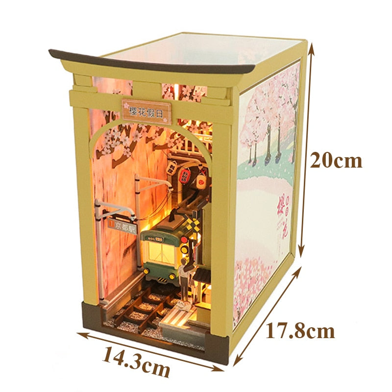Cherry Blossom Train Station DIY Book Nook KitBook Nook Kit Australia