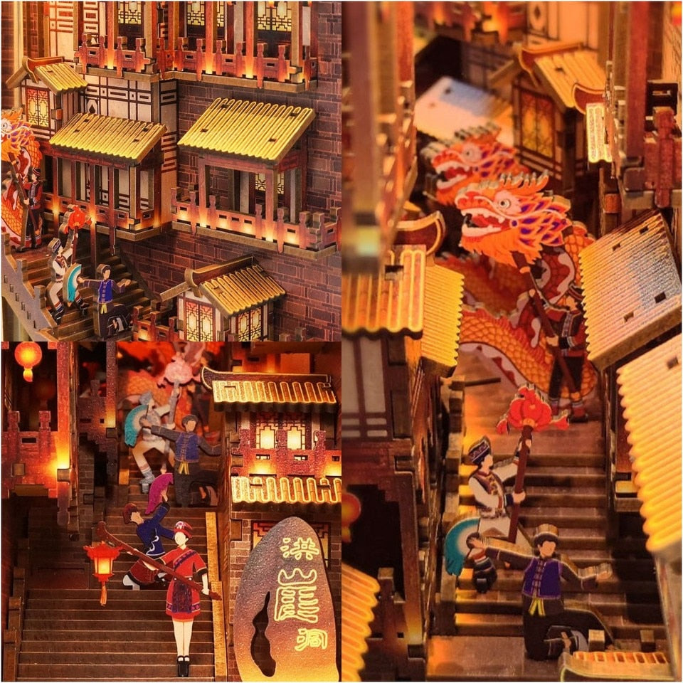 Chinese City Building DIY Book Nook KitBook Nook Kit Australia