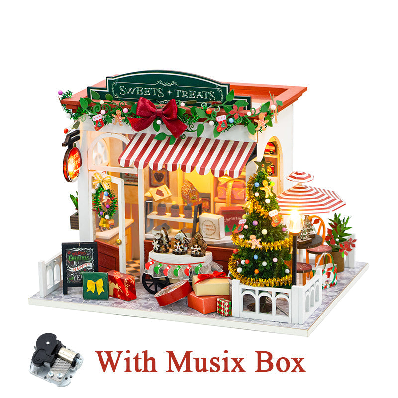 Christmas Sweets and Treats Shop DIY Dollhouse Kit With Music