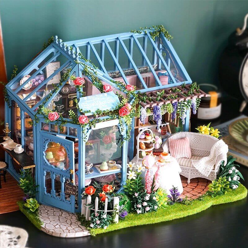 Cutebee Rose Garden Tea House DIY Dollhouse KitBook Nook Kit Australia