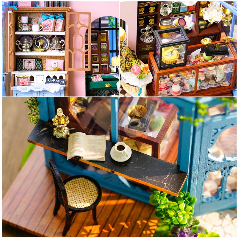 Cutebee Rose Garden Tea House DIY Dollhouse KitBook Nook Kit Australia