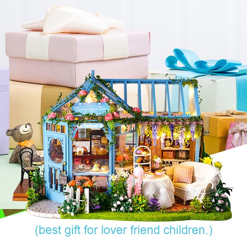 Cutebee Rose Garden Tea House DIY Dollhouse KitBook Nook Kit Australia