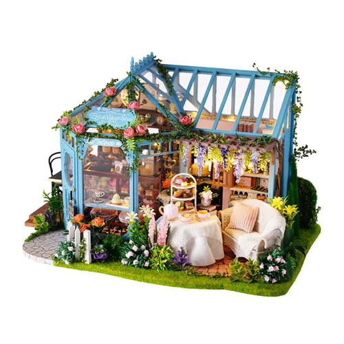 Cutebee Rose Garden Tea House DIY Dollhouse KitBook Nook Kit Australia