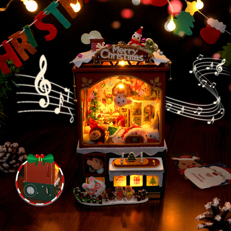 Merry Christmas DIY Dollhouse KitBook Nook Kit Australia