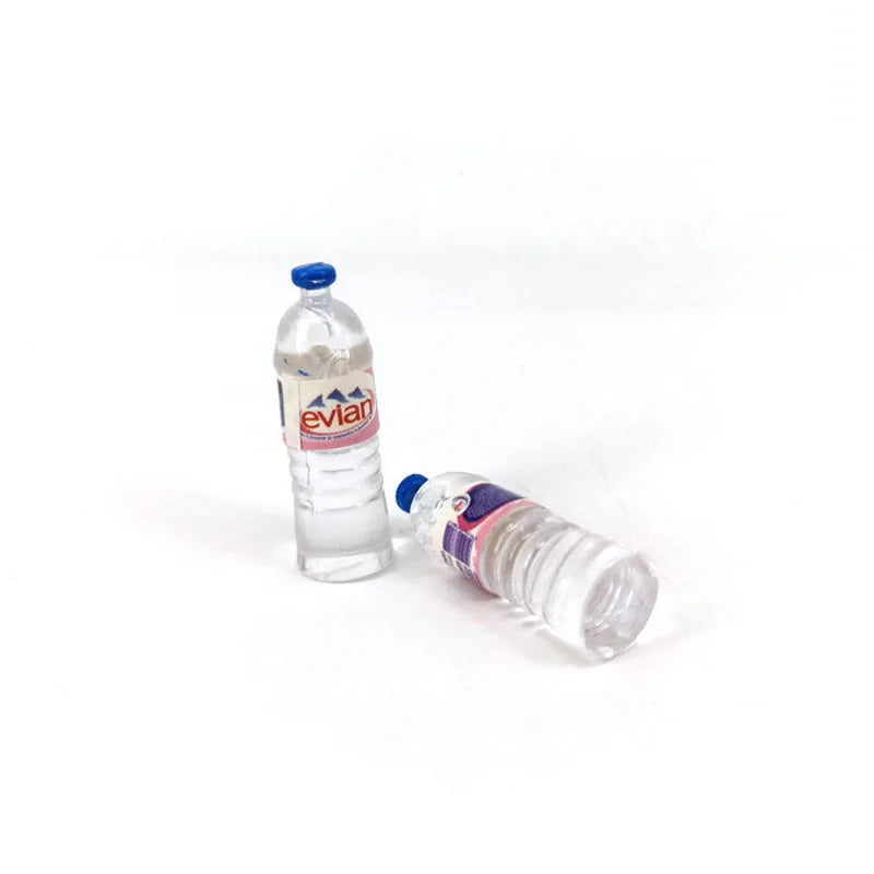 Miniature Water Bottle Set – 1:12 Scale Resin Bottles (Evian & Volvic Style)