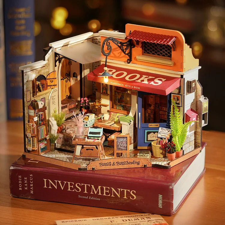 Robotime Rolife Corner Bookstore DIY Dollhouse KitBook Nook Kit Australia