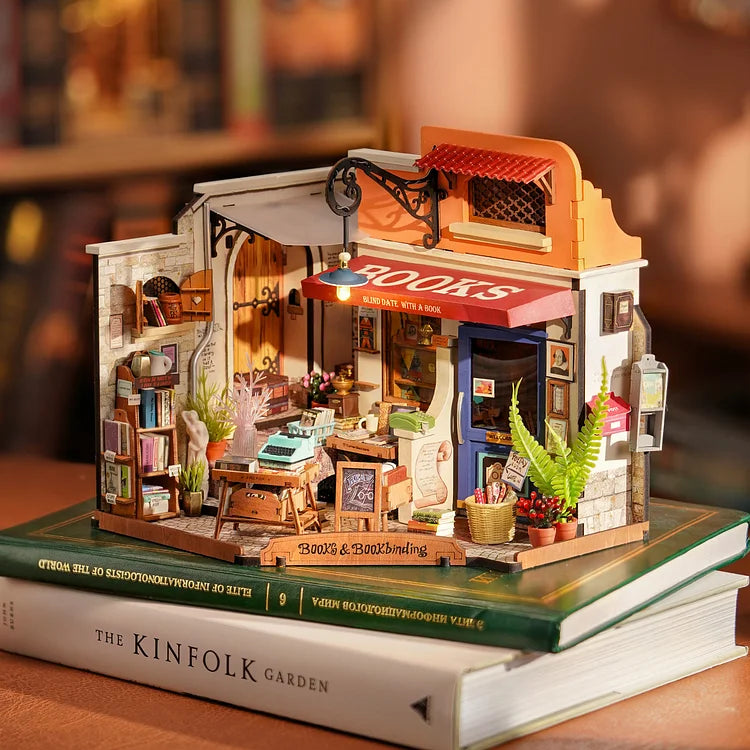 Robotime Rolife Corner Bookstore DIY Dollhouse KitBook Nook Kit Australia
