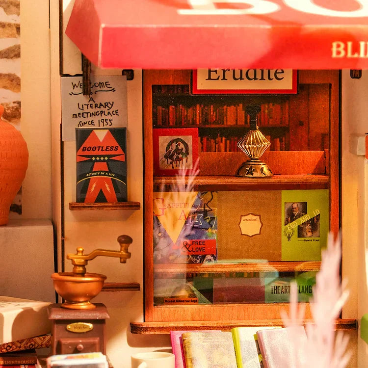 Robotime Rolife Corner Bookstore DIY Dollhouse KitBook Nook Kit Australia