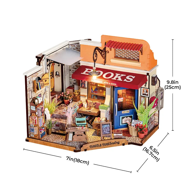 Robotime Rolife Corner Bookstore DIY Dollhouse KitBook Nook Kit Australia