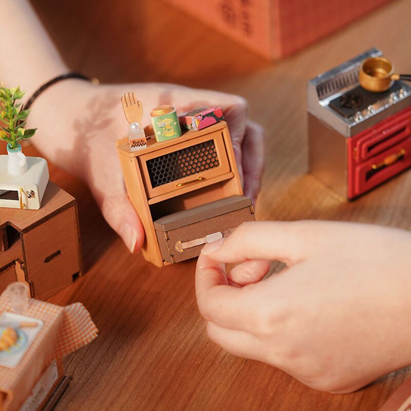 Robotime Rolife Cozy Kitchen DIY Dollhouse KitBook Nook Kit Australia