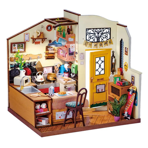 Robotime Rolife Cozy Kitchen DIY Dollhouse KitBook Nook Kit Australia