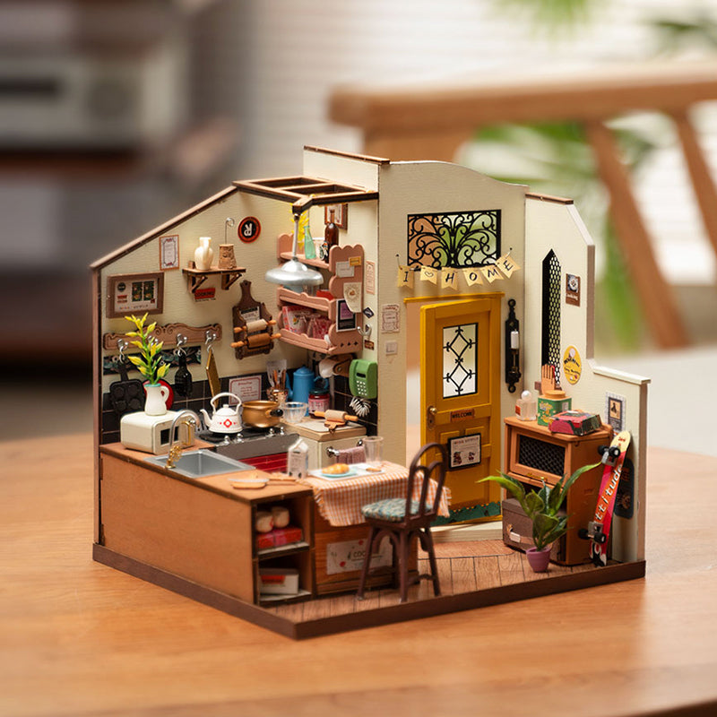 Robotime Rolife Cozy Kitchen DIY Dollhouse KitBook Nook Kit Australia