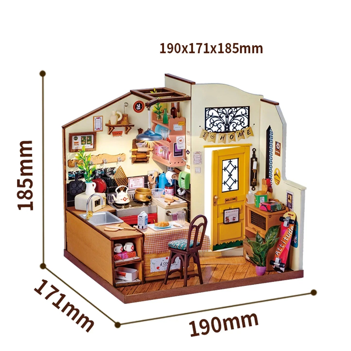 Robotime Rolife Cozy Kitchen DIY Dollhouse KitBook Nook Kit Australia