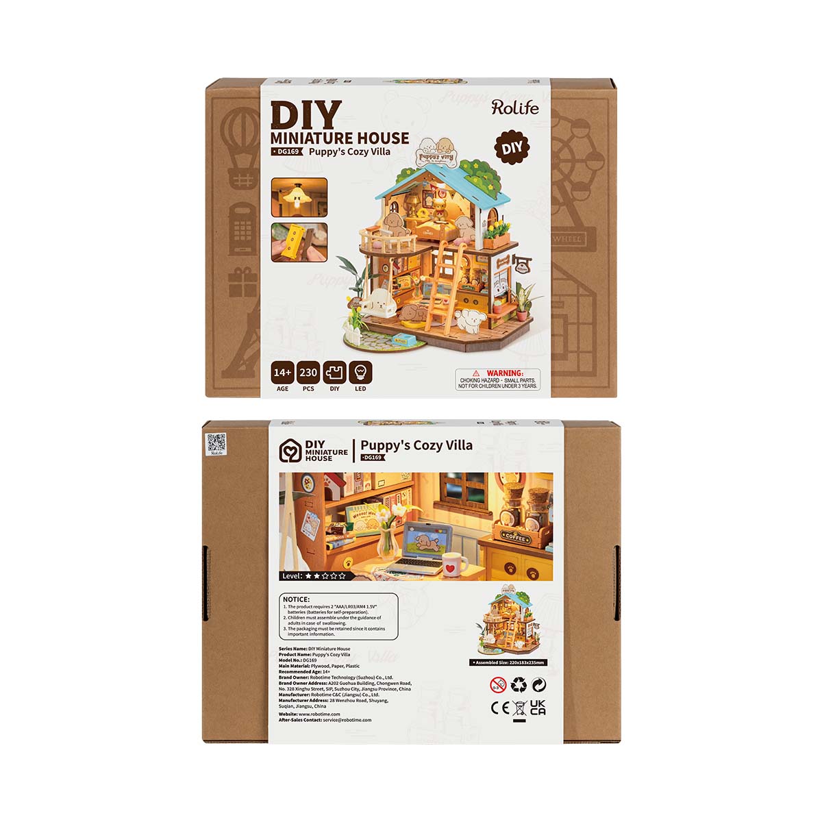Robotime Rolife Puppy's Cozy Villa DIY DollhouseBook Nook Kit Australia