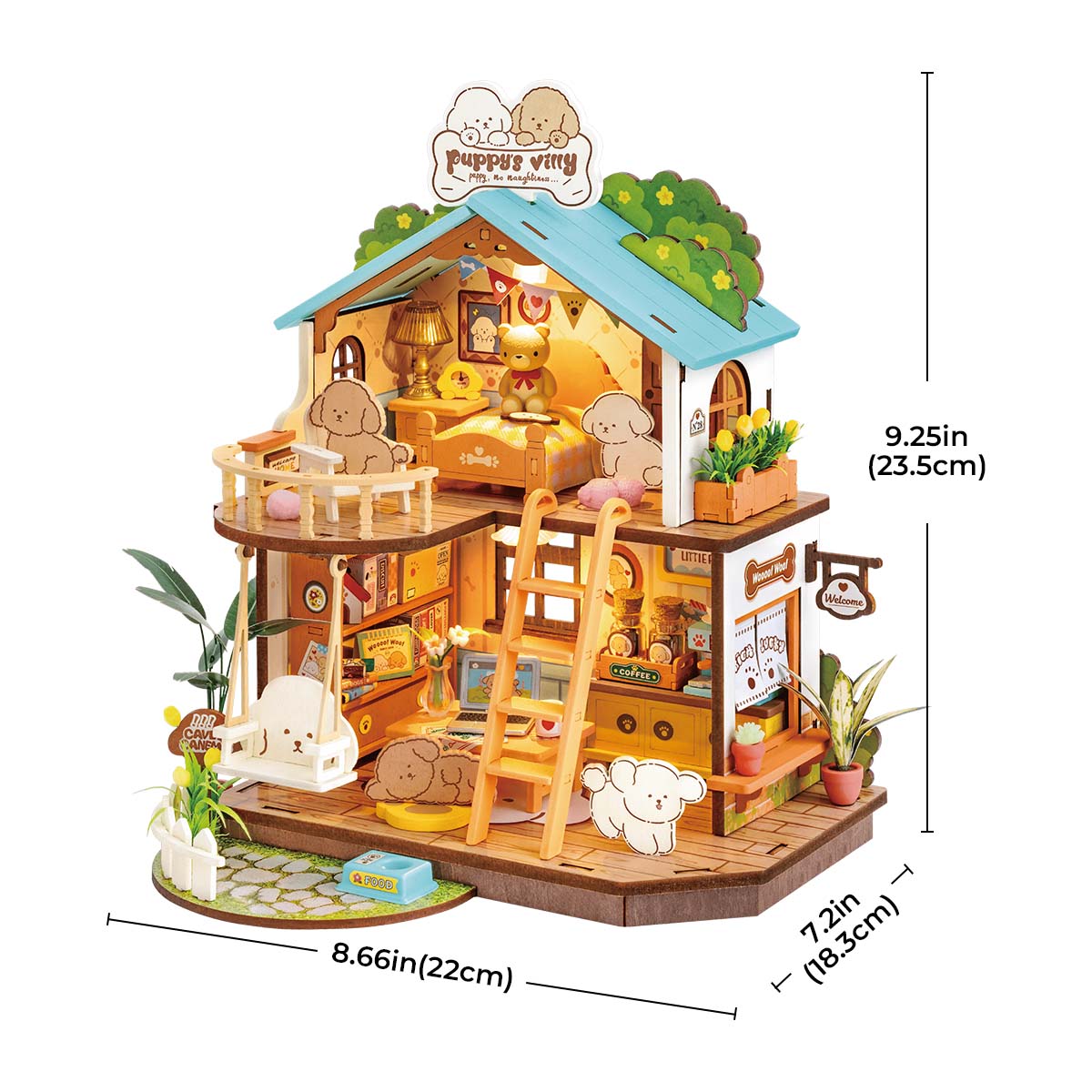 Robotime Rolife Puppy's Cozy Villa DIY DollhouseBook Nook Kit Australia