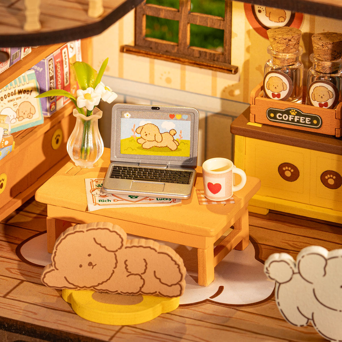 Robotime Rolife Puppy's Cozy Villa DIY DollhouseBook Nook Kit Australia