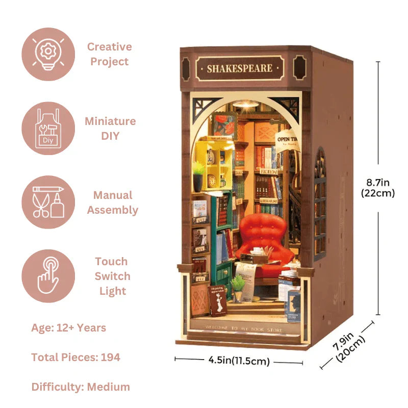 Robotime Rolife Shakespeare and Company DIY Book Nook KitBook Nook Kit Australia