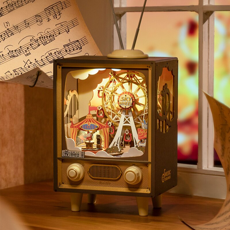 Robotime Rolife Sunset Carnival DIY Music Box KitBook Nook Kit Australia