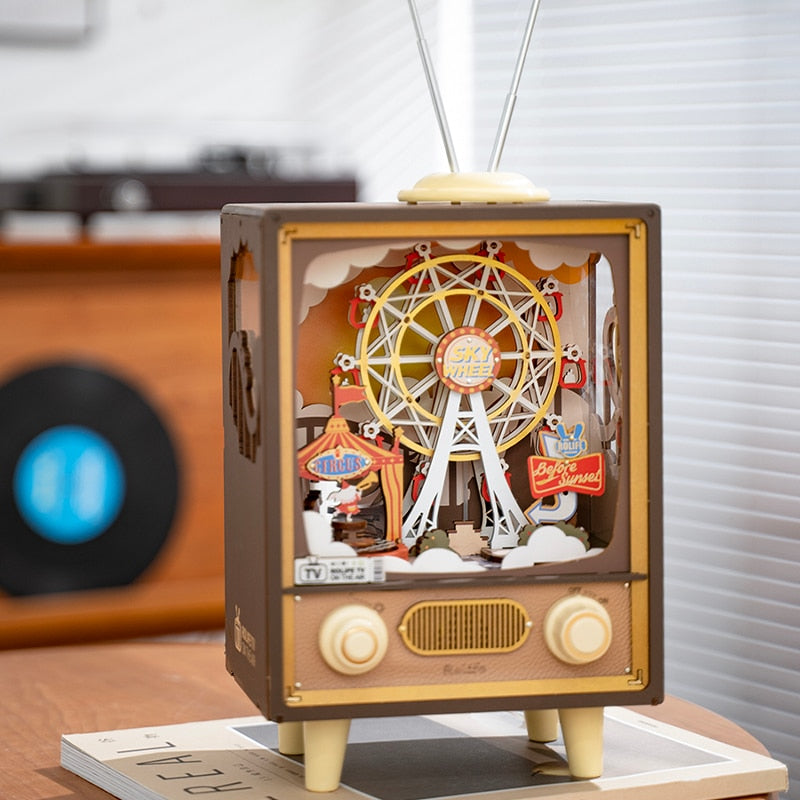 Robotime Rolife Sunset Carnival DIY Music Box KitBook Nook Kit Australia