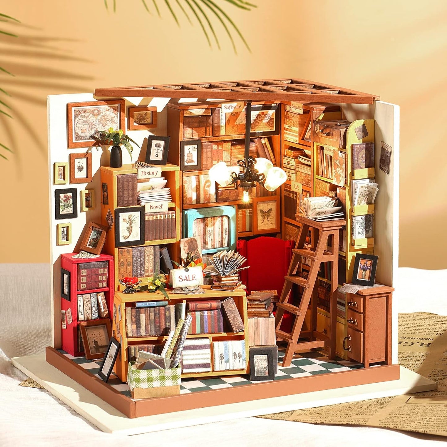 Robotime Sam's Study DIY Dollhouse KitBook Nook Kit Australia