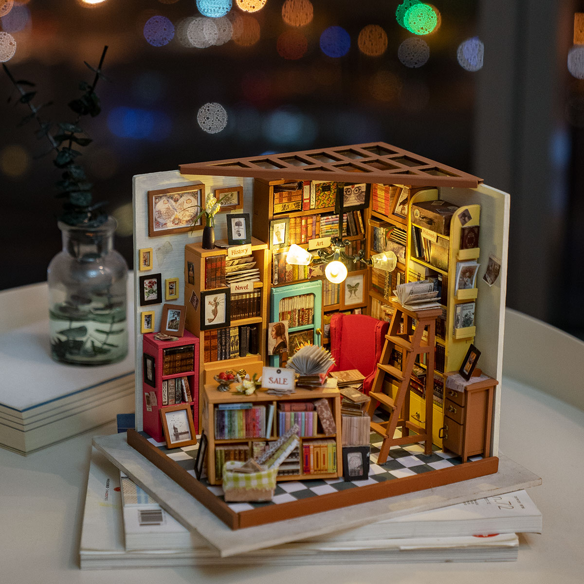 Robotime Sam's Study DIY Dollhouse KitBook Nook Kit Australia