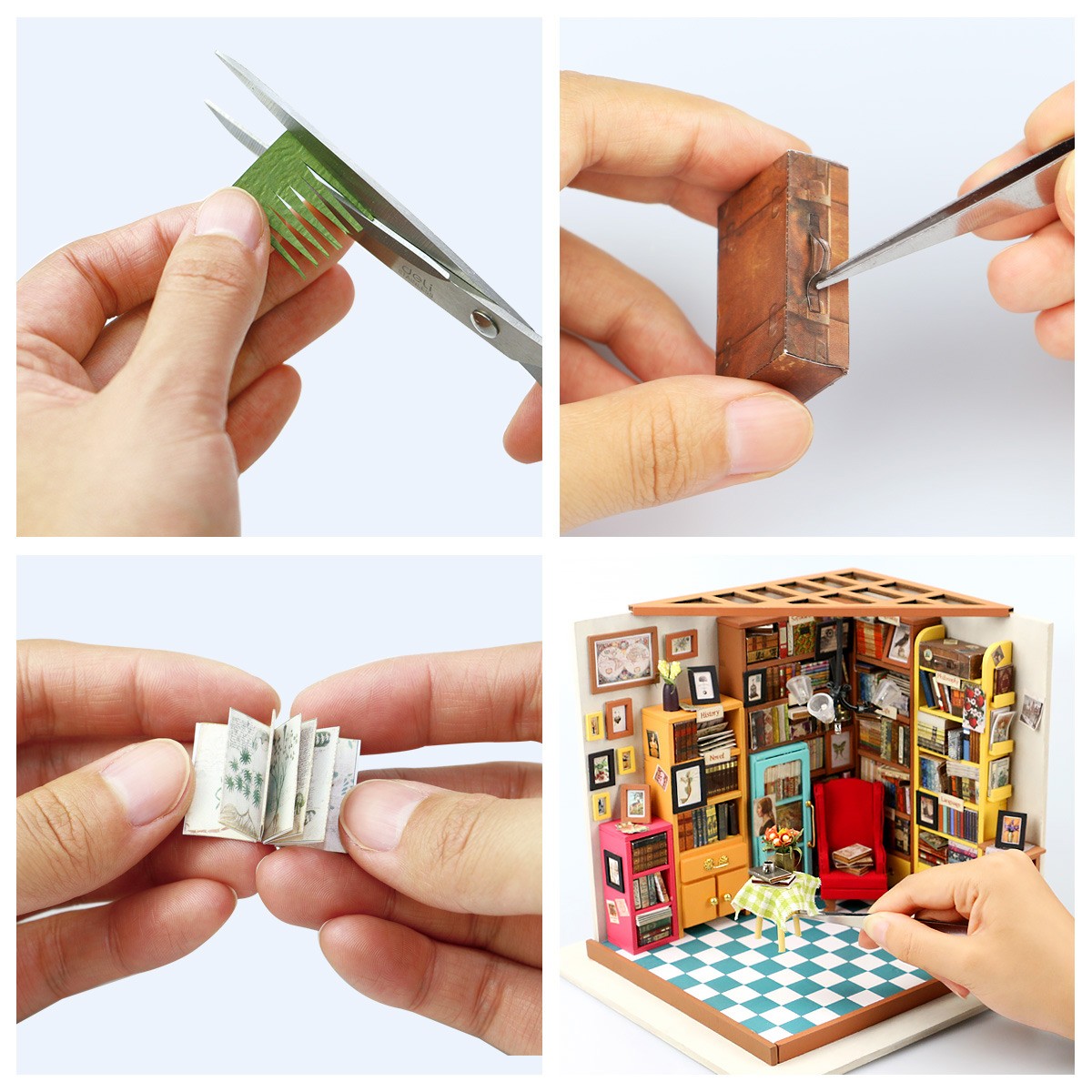 Robotime Sam's Study DIY Dollhouse KitBook Nook Kit Australia