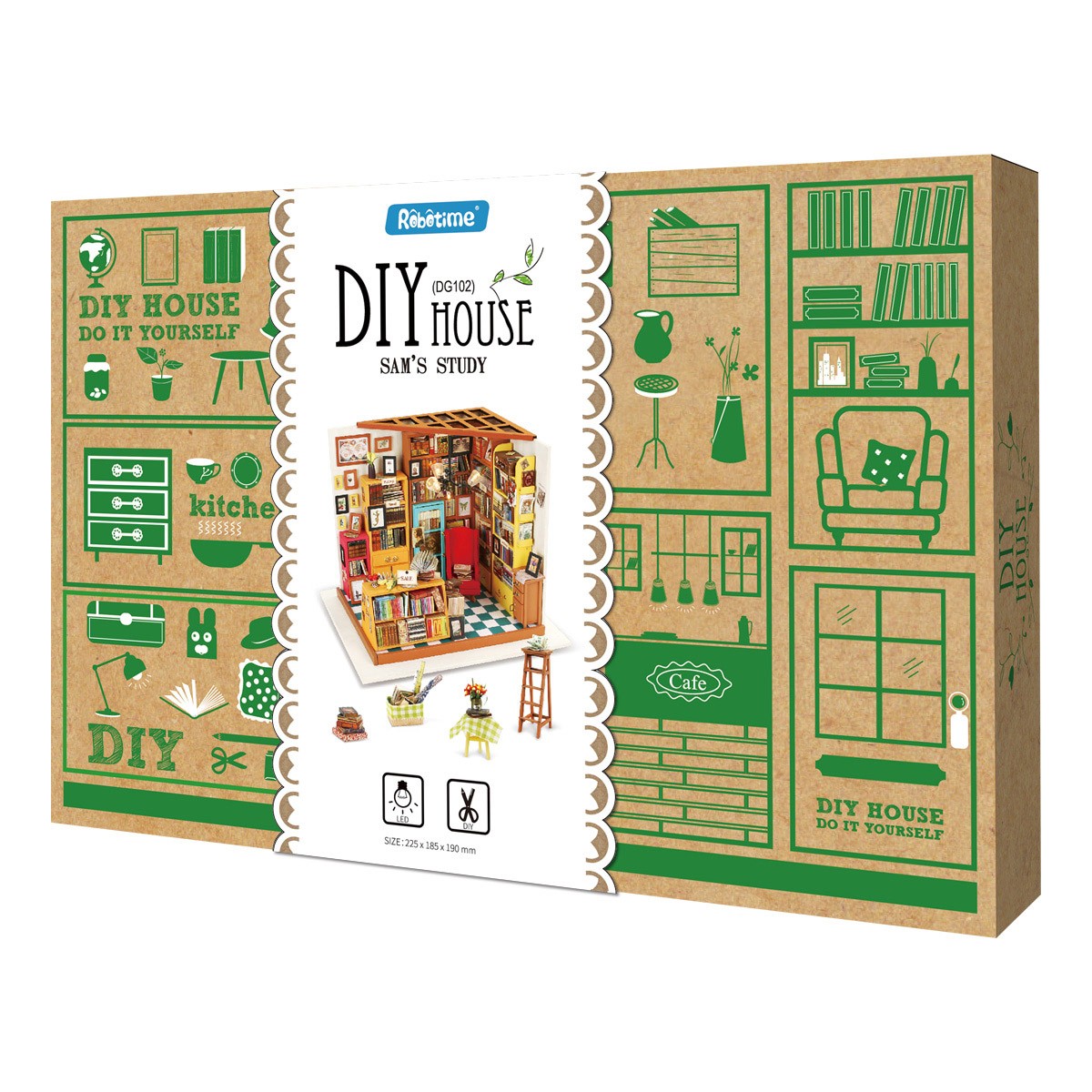 Robotime Sam's Study DIY Dollhouse KitBook Nook Kit Australia