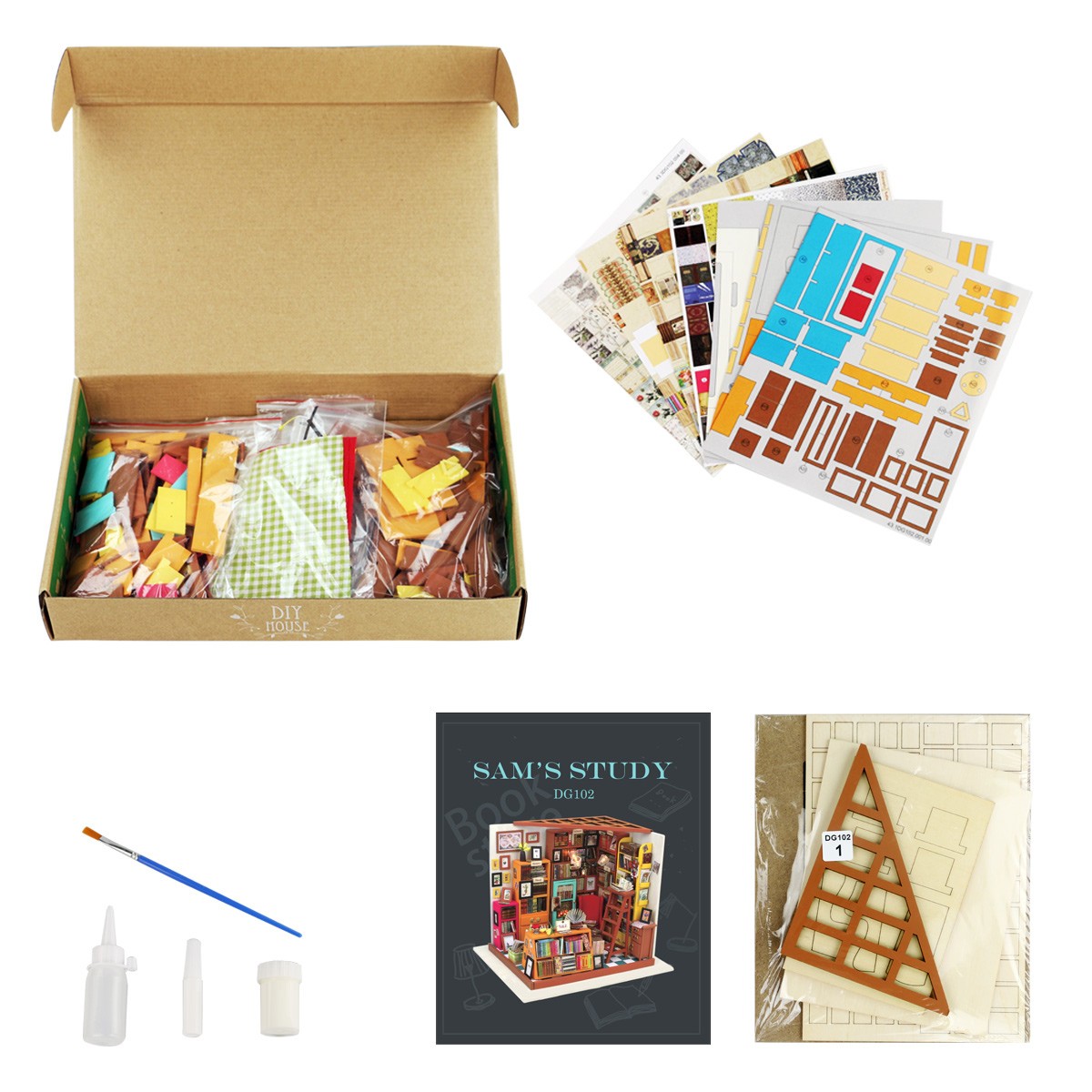Robotime Sam's Study DIY Dollhouse KitBook Nook Kit Australia