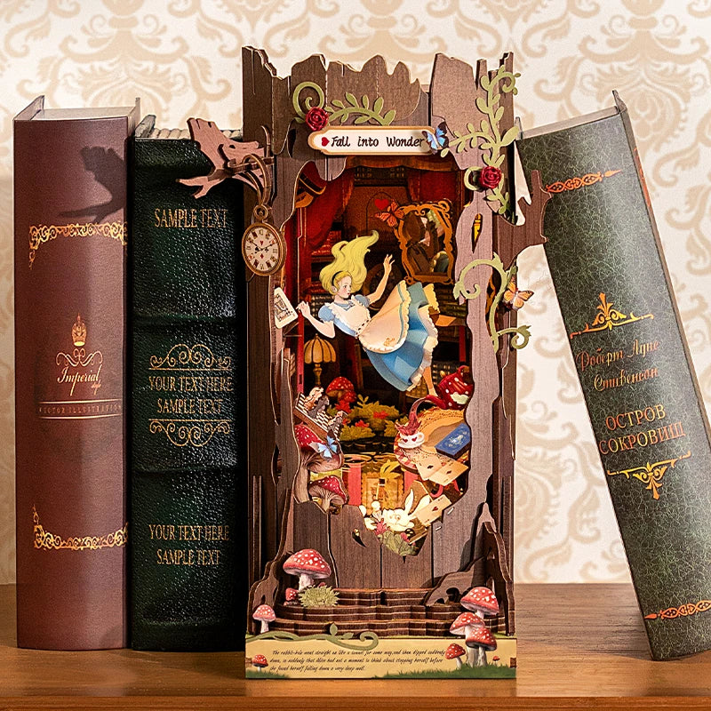 Rolife Alice in Fall into Wonder: Alice in Wonderland Inspired Book Nook Kit - Book Nook Kit Australia