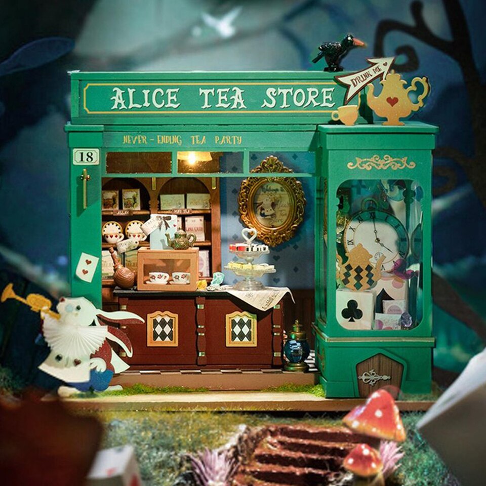 Rolife Alice's Tea Store DIY Dollhouse KitBook Nook Kit Australia
