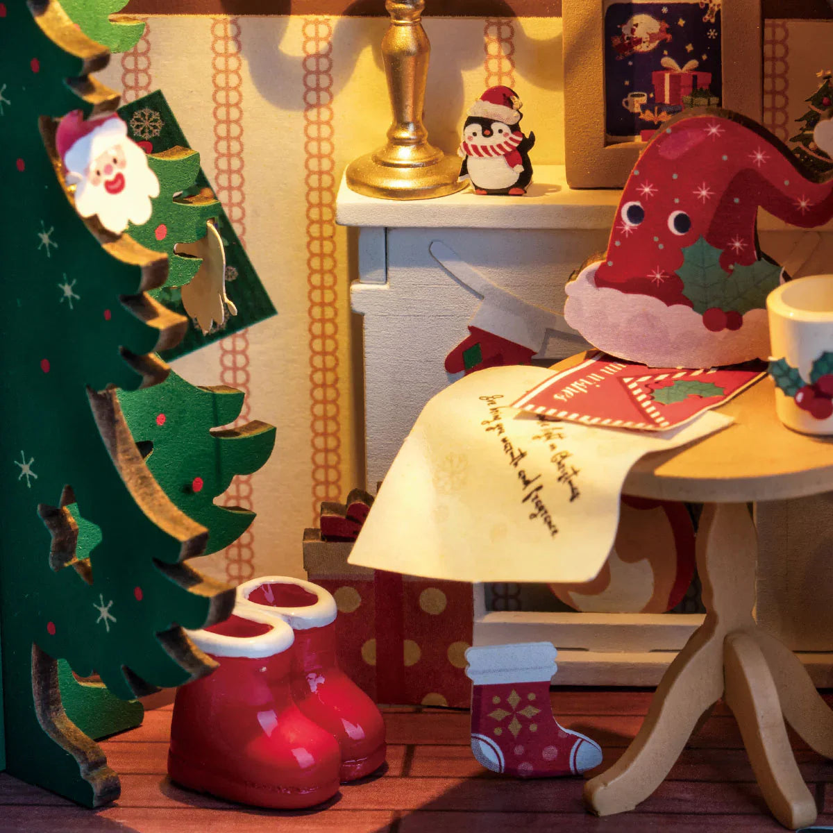 Rolife Twinkling Christmas House DIY Miniature Dollhouse KitBook Nook Kit Australia