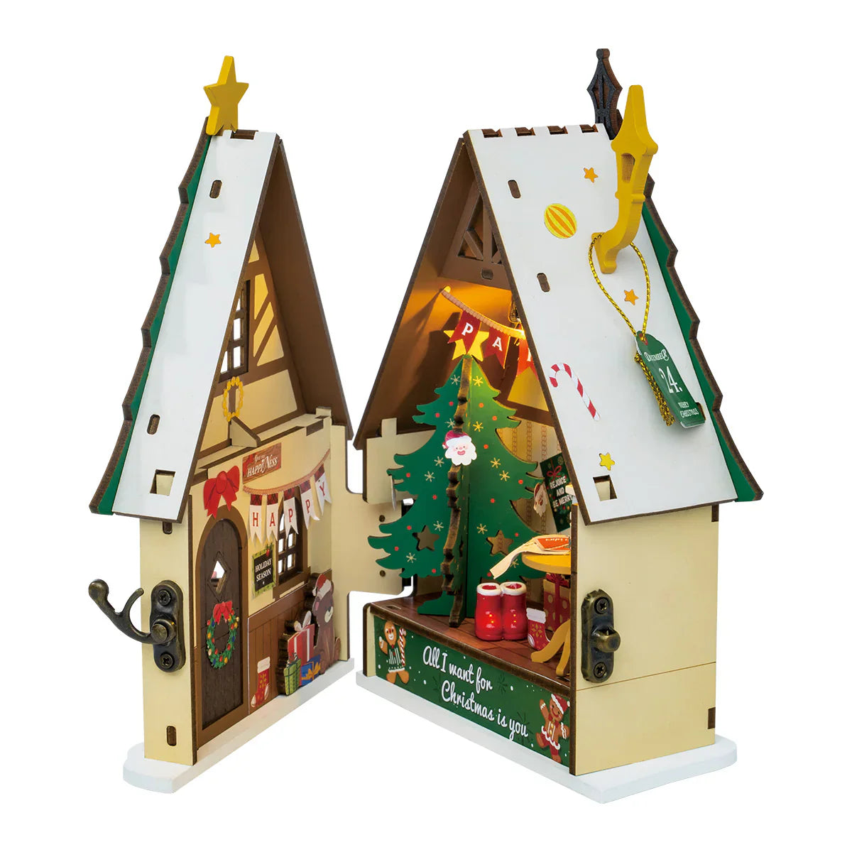 Rolife Twinkling Christmas House DIY Miniature Dollhouse KitBook Nook Kit Australia