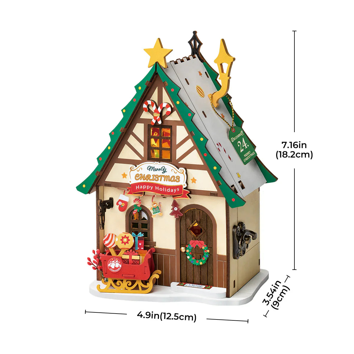 Rolife Twinkling Christmas House DIY Miniature Dollhouse KitBook Nook Kit Australia