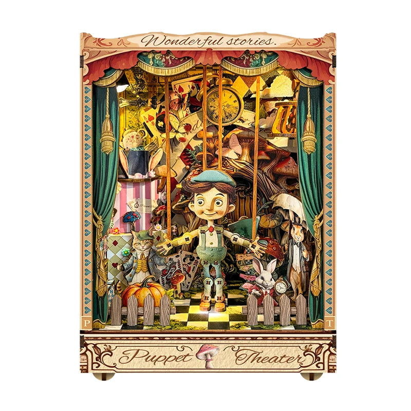 Pinocchio Puppet Theater DIY Book Nook Kit with LED Lights