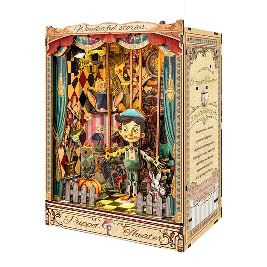 Pinocchio Puppet Theater DIY Book Nook Kit with LED Lights