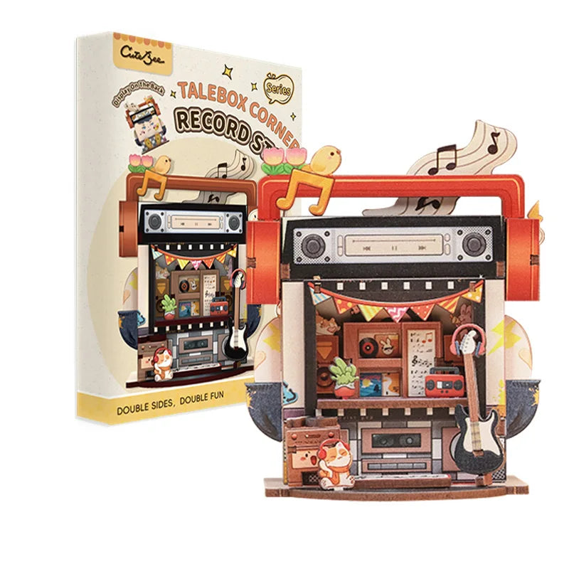 CUTEBEE Mini Store Series DIY Miniature House 3D Wooden Puzzle Toys Handmade Dollhouse Kit for TaleBox Corner Record Store Book Nook Kit Australia