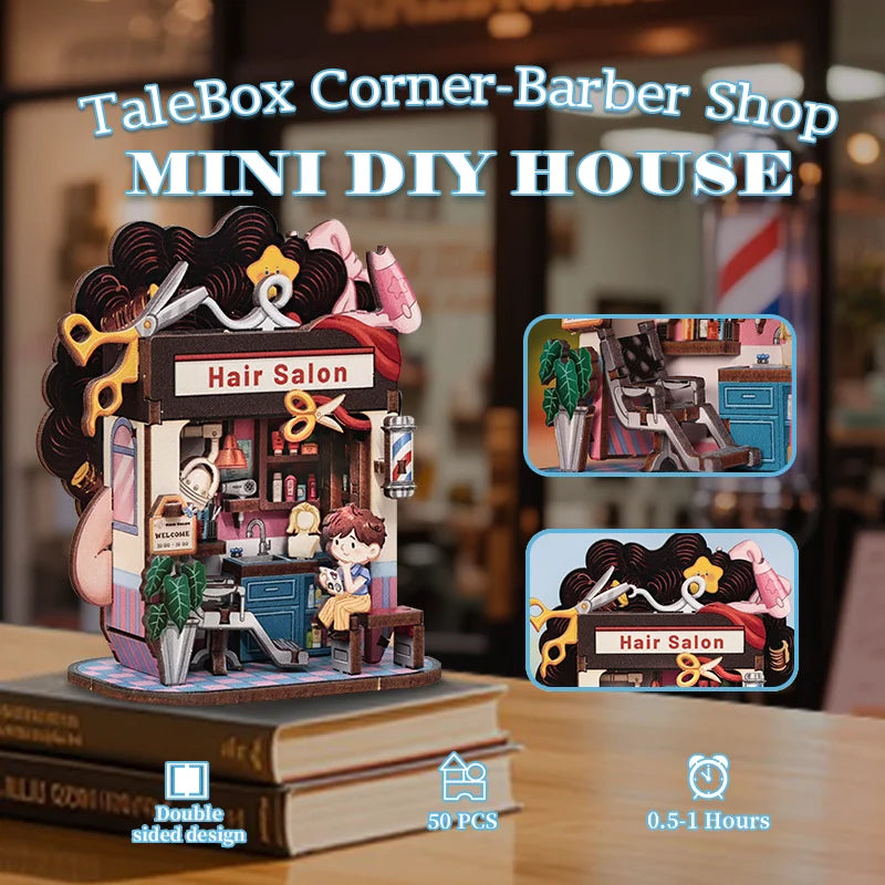 CUTEBEE Mini Store Series DIY Miniature House 3D Wooden Puzzle Toys Handmade Dollhouse Kit for TaleBox Corner Hair Solan Book Nook Kit Australia