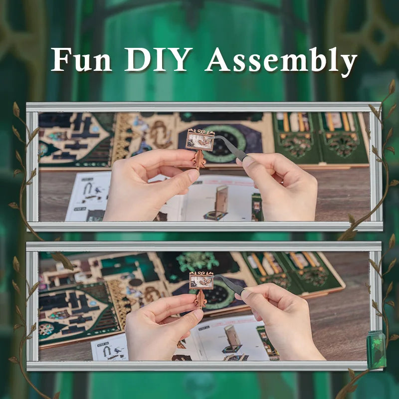 CUTEBEE Book Nook DIY Kit with LED Light 3D Miniature Dollhouse Bookshelf Insert for Home Office Decoration Unique Gift Idea Book Nook Kit Australia