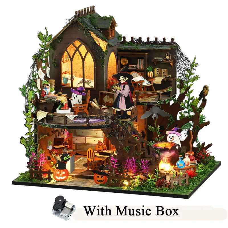 Spooky Cottage DIY Dollhouse Kit With Music