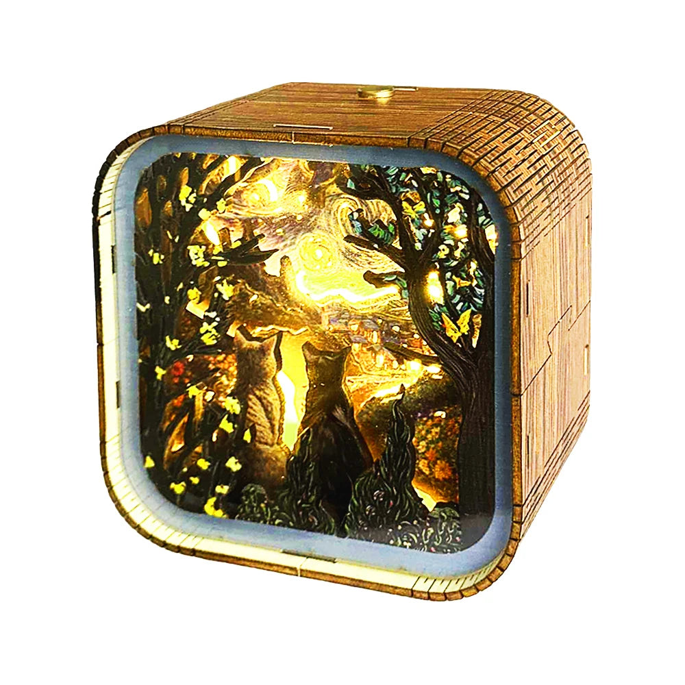 Van Gogh Starry Night Wooden 3D Puzzle Lamp