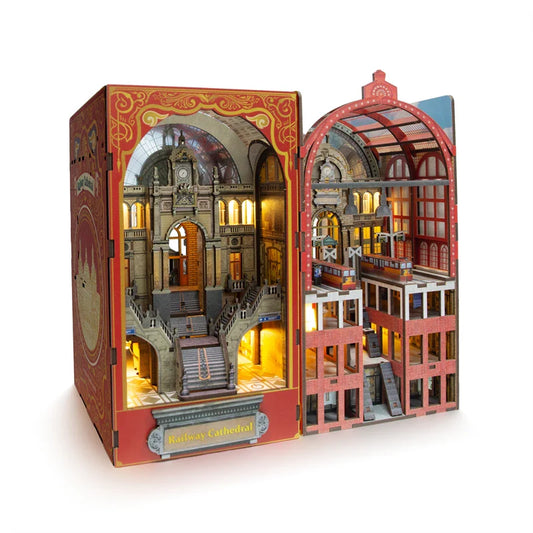 Gothic cathedral book nook kit with LED lighting, Phantom of the Opera style