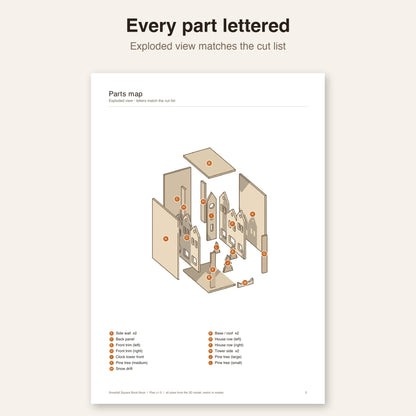 Exploded parts map from the Snowfall Square plan