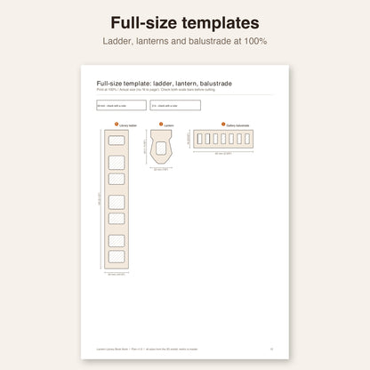 Full-size template page for the library ladder, lanterns and balustrade