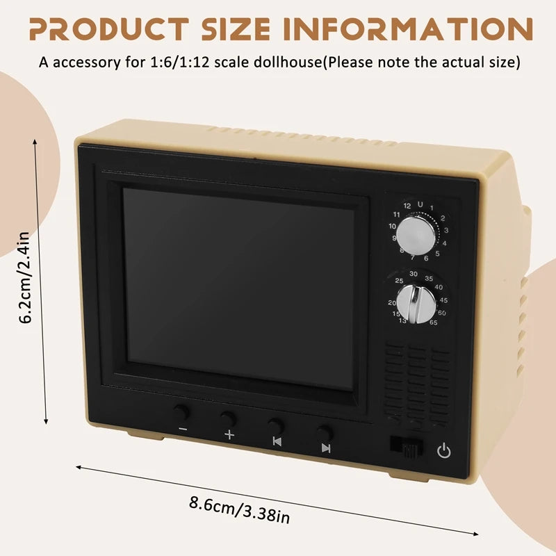 1:12 Miniature TV – Playable Video Retro Dollhouse TV