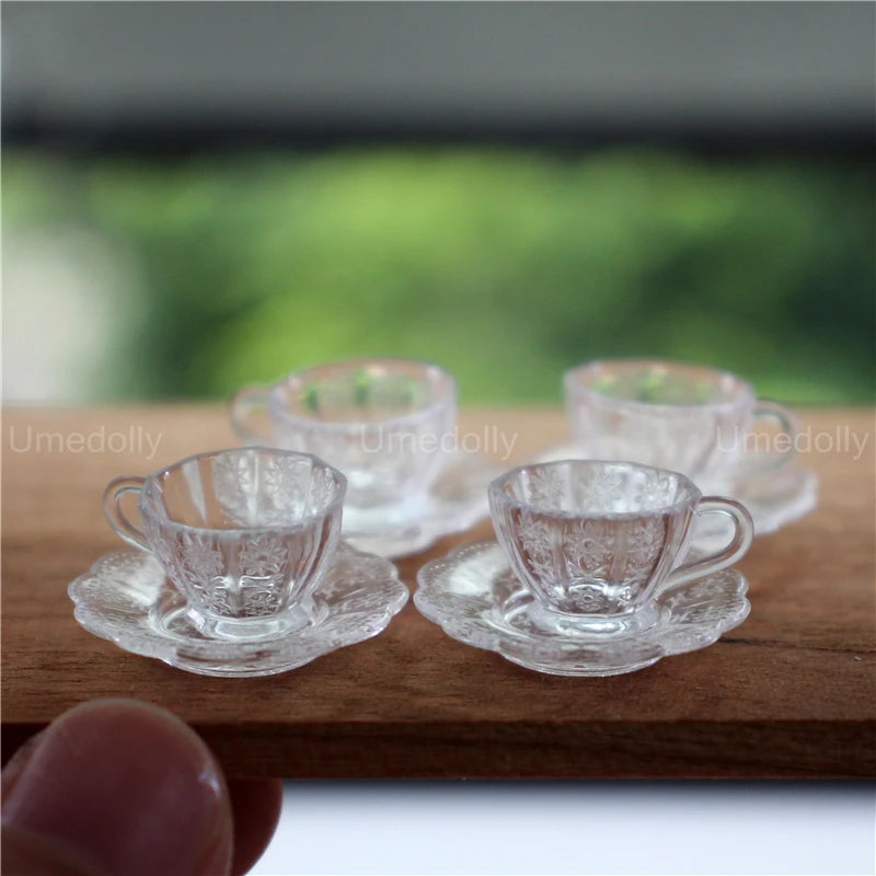 1:6 Miniature Dollhouse Glassware Set – Decanters & Cups 4 cup and saucer D