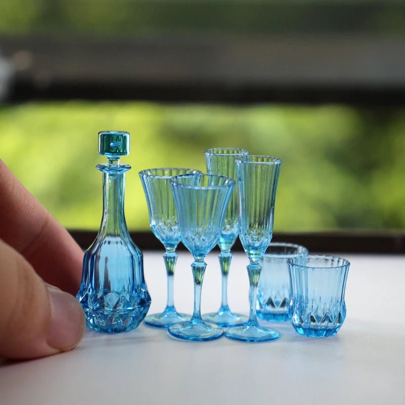 1:6 Miniature Dollhouse Glassware Set – Decanters & Cups bottle and glass E