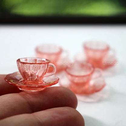 1:6 Miniature Dollhouse Glassware Set – Decanters & Cups 4 cup and saucer C