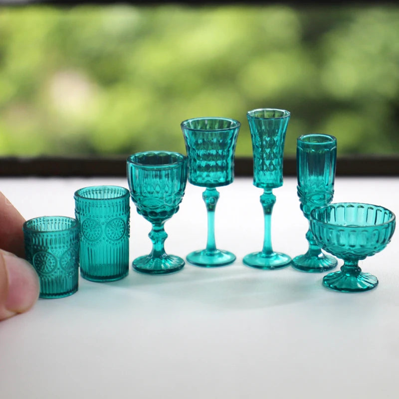 1:6 Miniature Dollhouse Glassware Set – Decanters & Cups cup set B